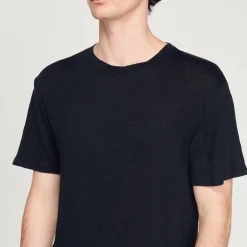 Homem Sandro Paris Camiseta De Linho Certificada