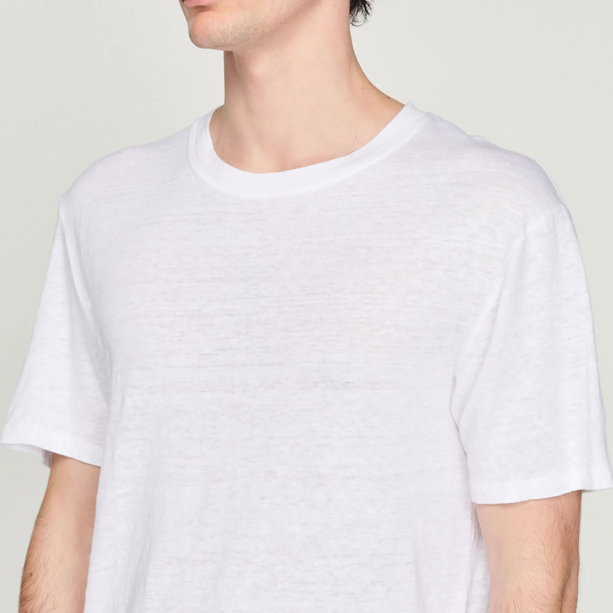 Homem Sandro Paris Camiseta De Linho Certificada