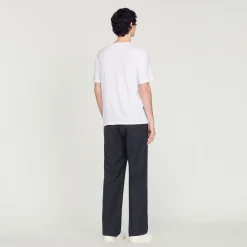 Homem Sandro Paris Camiseta De Linho Certificada