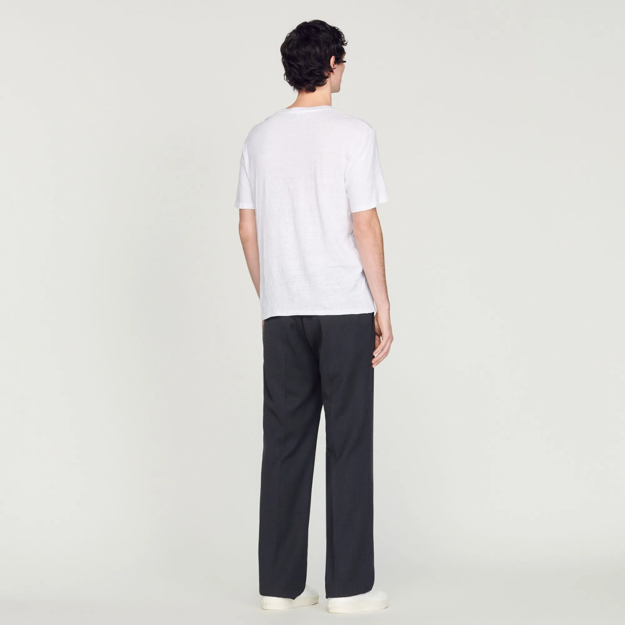 Homem Sandro Paris Camiseta De Linho Certificada