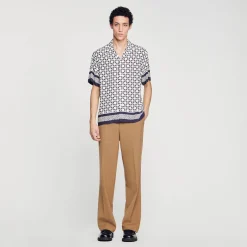 Homem Sandro Paris Camiseta De Manga Curta Com Cruz Quadrada