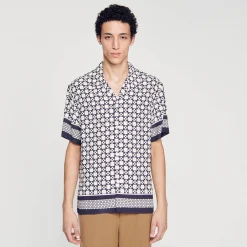 Homem Sandro Paris Camiseta De Manga Curta Com Cruz Quadrada