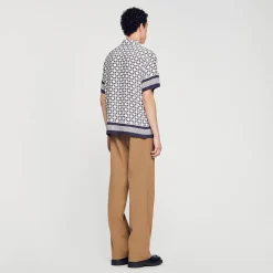 Homem Sandro Paris Camiseta De Manga Curta Com Cruz Quadrada