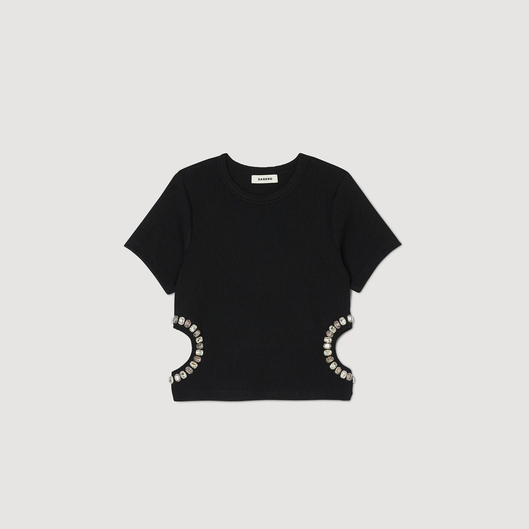 Mulheres Sandro Paris Camiseta Decorada Com Diamantes