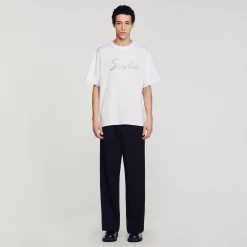 Homem Sandro Paris Camiseta Grande De Algodao