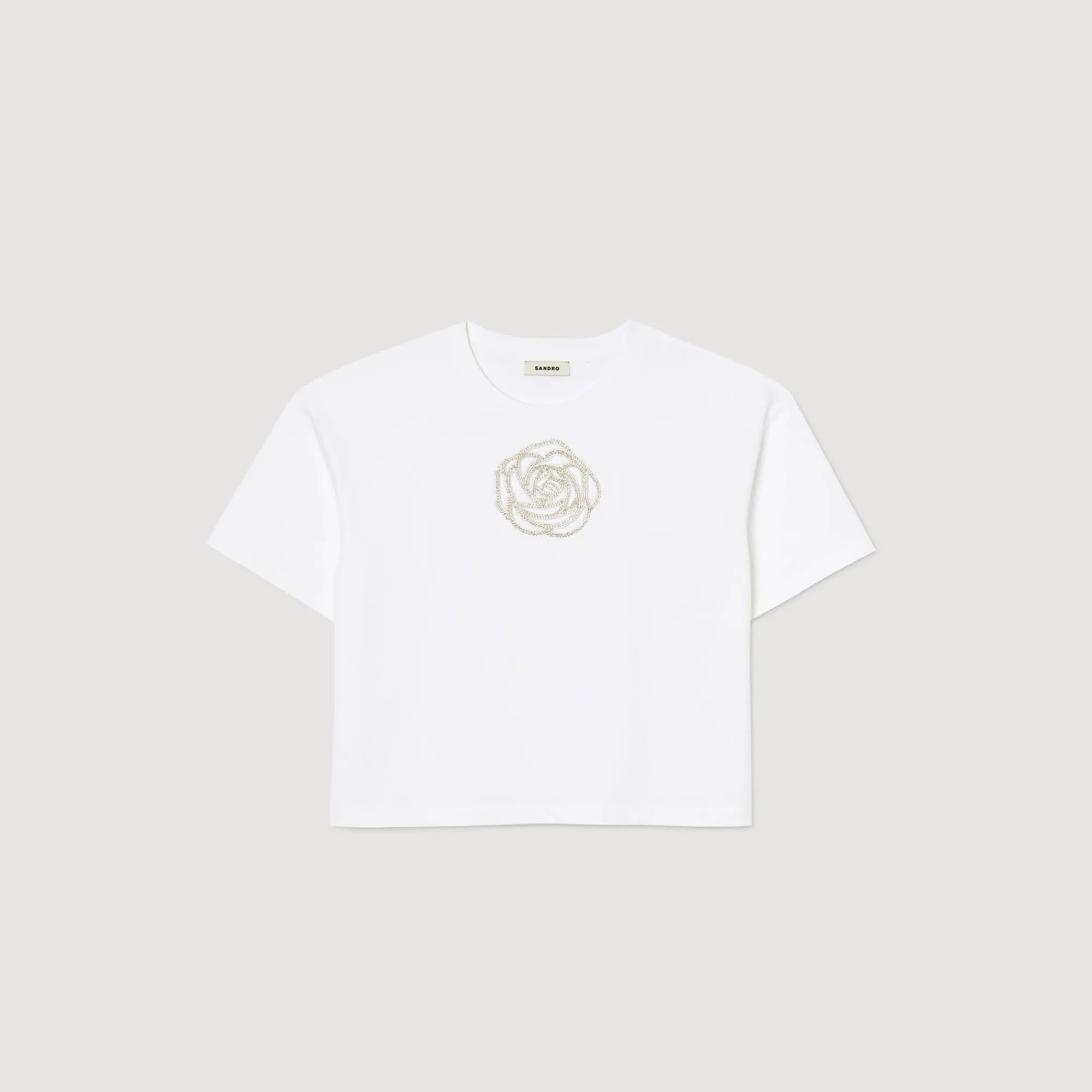 Mulheres Sandro Paris Camiseta Rosa Com Strass