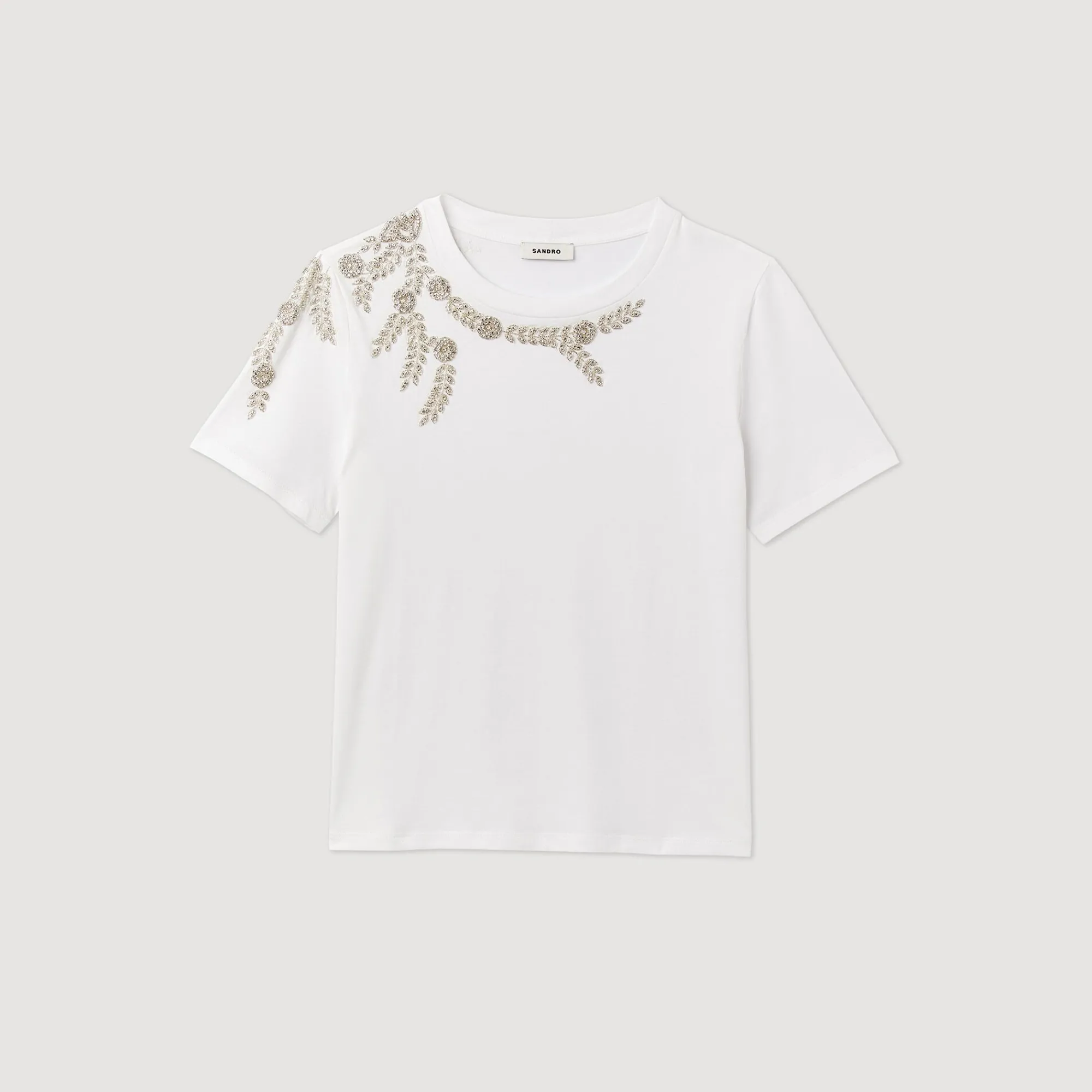 Mulheres Sandro Paris Camiseta Sublimada Com Strass