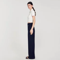 Mulheres Sandro Paris Camisola De Malha Com Gola De Casaco