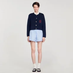 Mulheres Sandro Paris Cardicoat Com Gola Babado