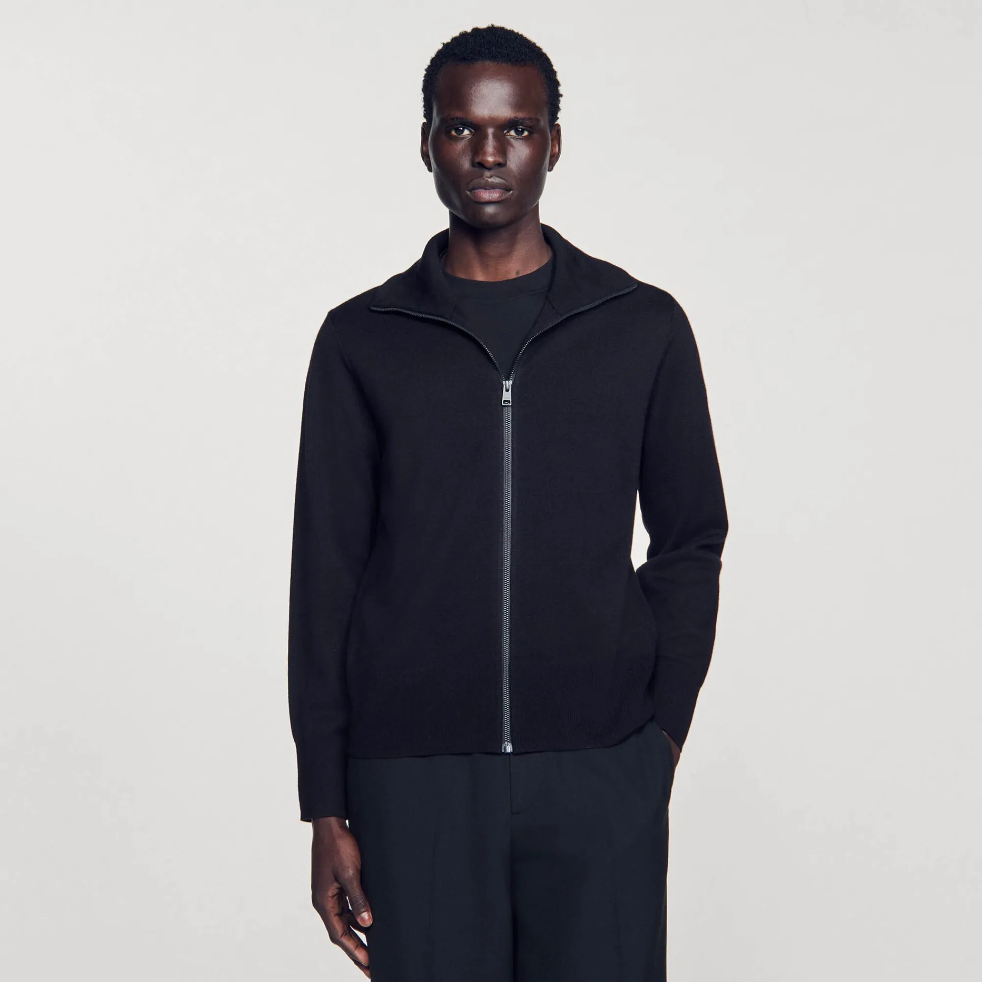 Homem Sandro Paris Cardiga De La Com Ziper