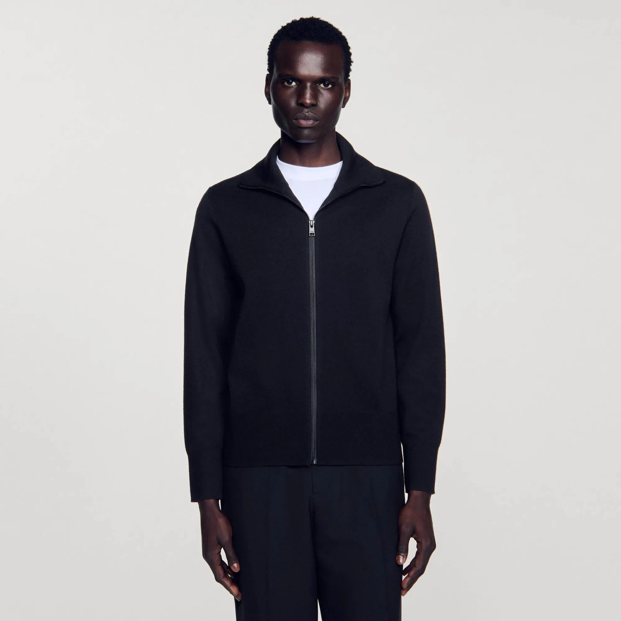 Homem Sandro Paris Cardiga De La Com Ziper