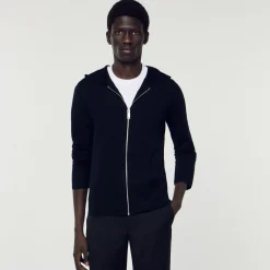Homem Sandro Paris Cardigan Com Capuz E Ziper
