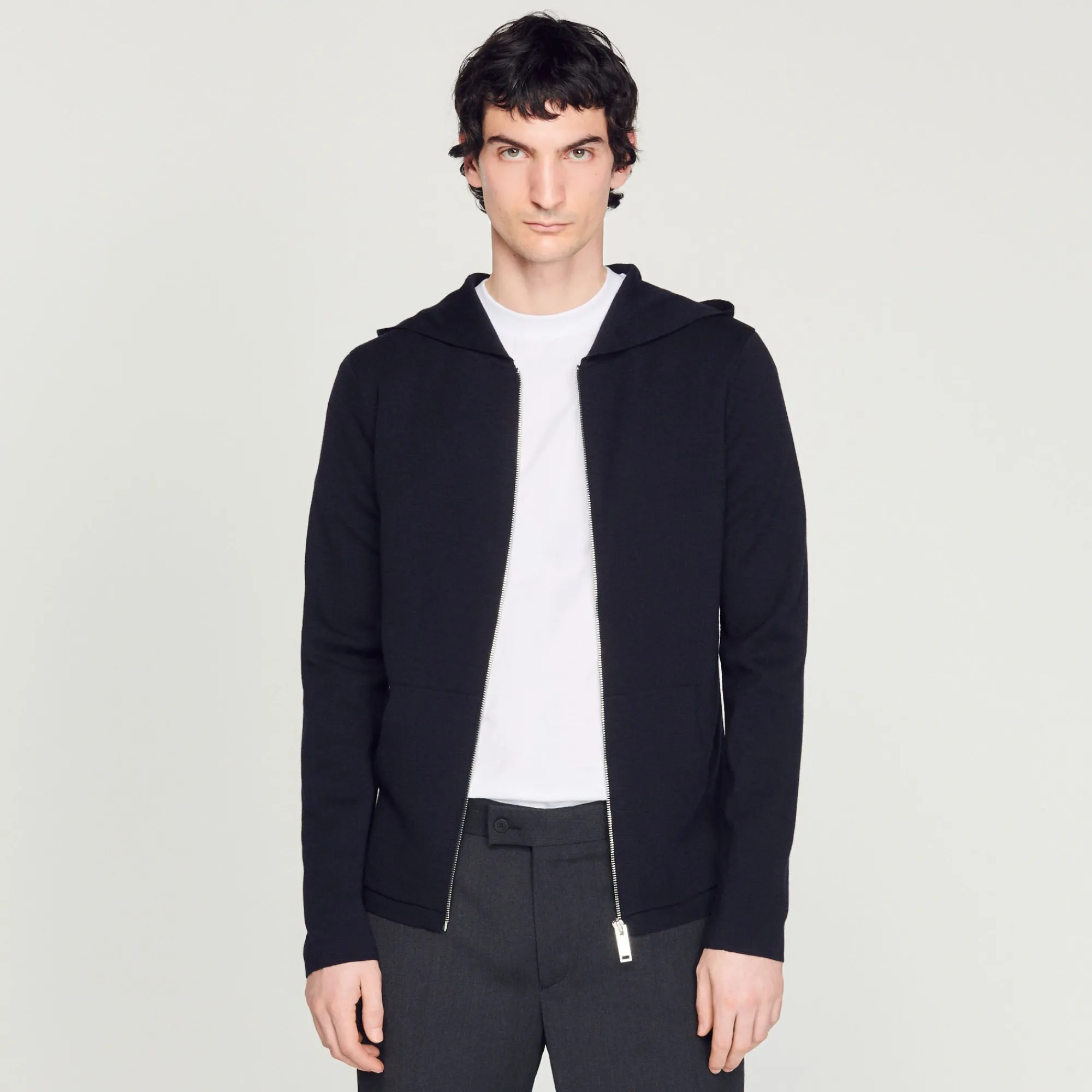 Homem Sandro Paris Cardigan Com Capuz E Ziper