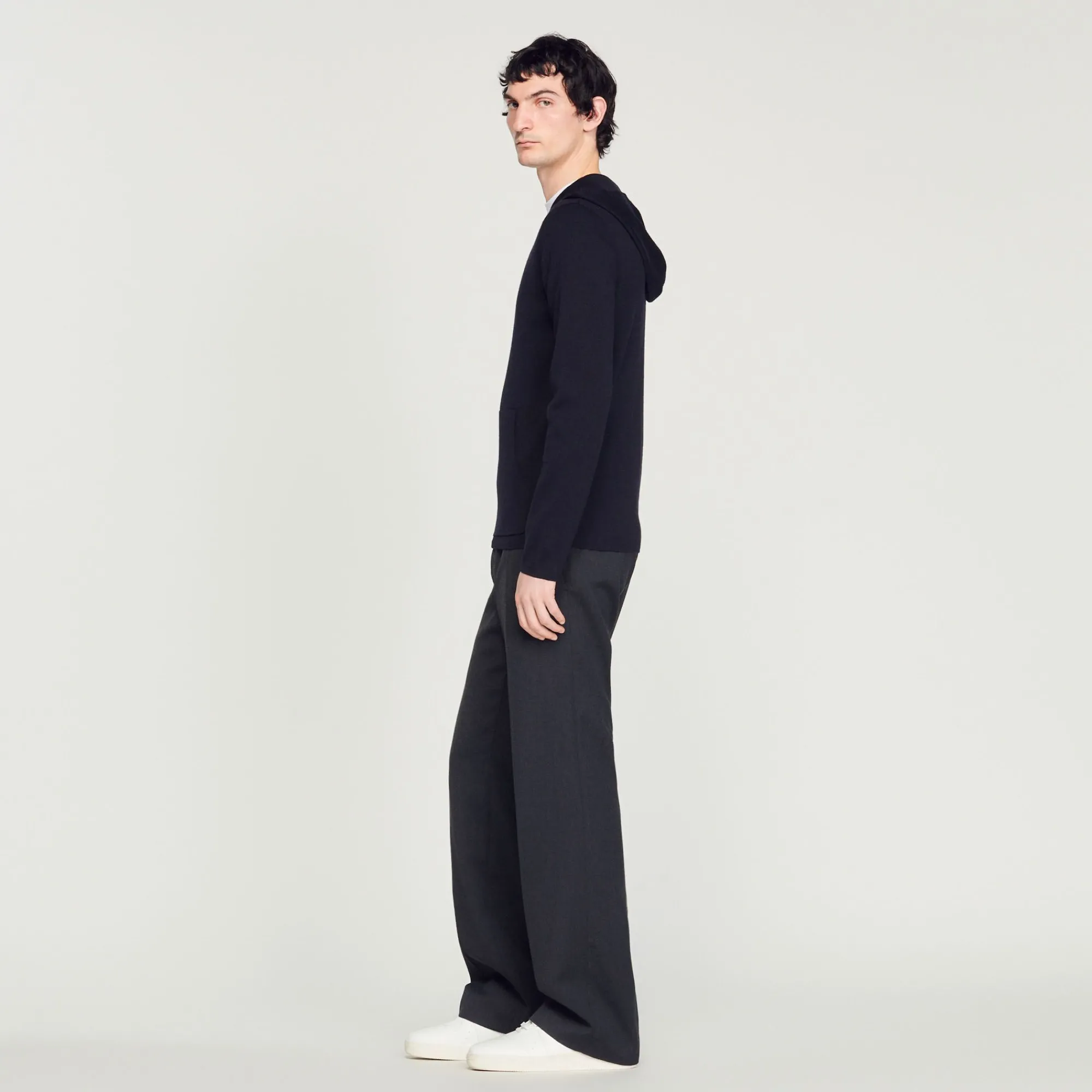 Homem Sandro Paris Cardigan Com Capuz E Ziper