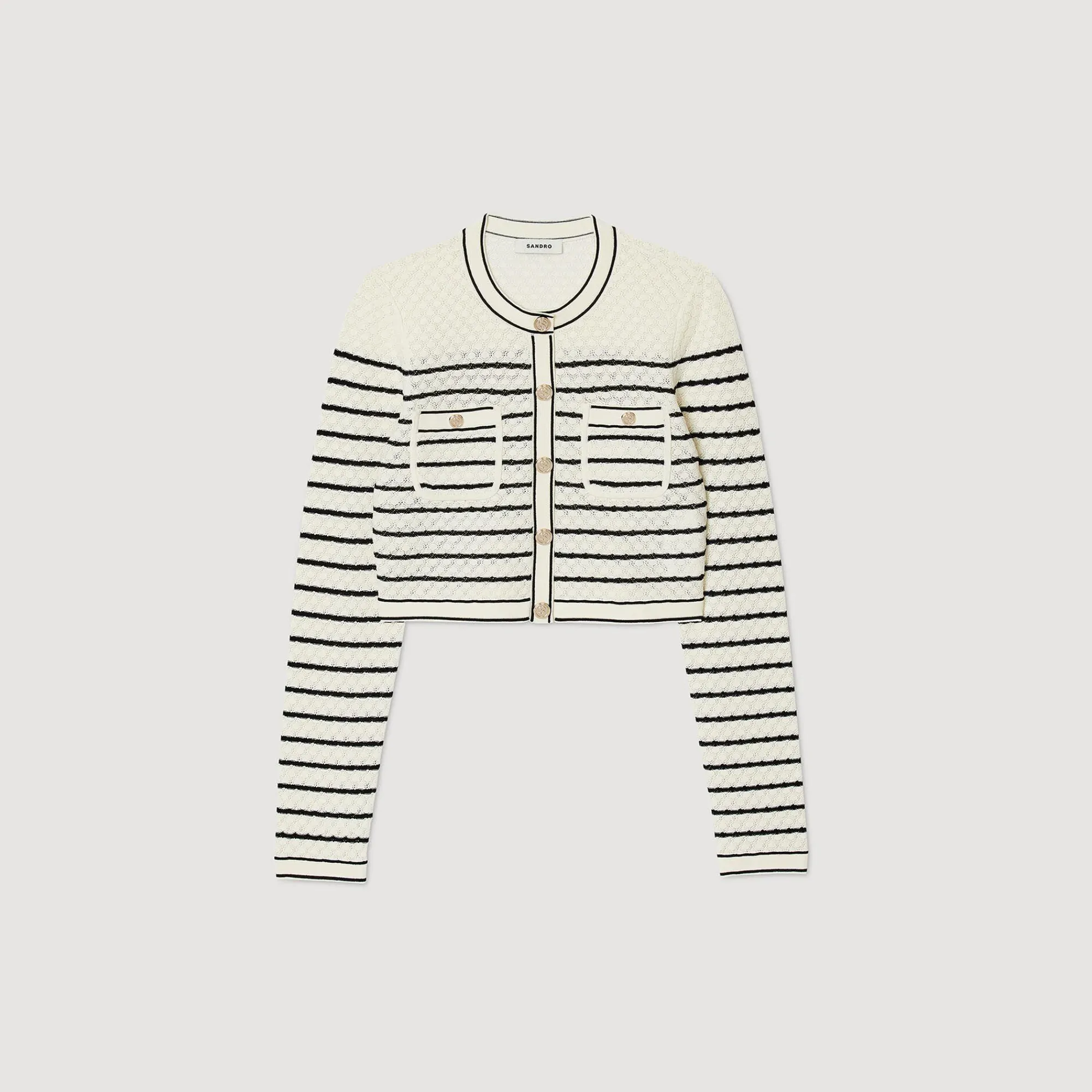Mulheres Sandro Paris Cardigan Curto Listrado