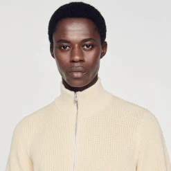 Homem Sandro Paris Cardigan De Malha Com Ziper