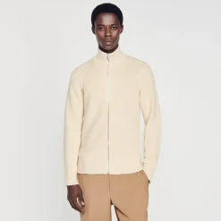 Homem Sandro Paris Cardigan De Malha Com Ziper
