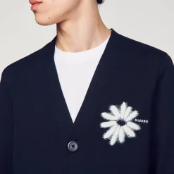 Homem Sandro Paris Cardigan De Malha Jacquard Flor