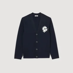 Homem Sandro Paris Cardigan De Malha Jacquard Flor