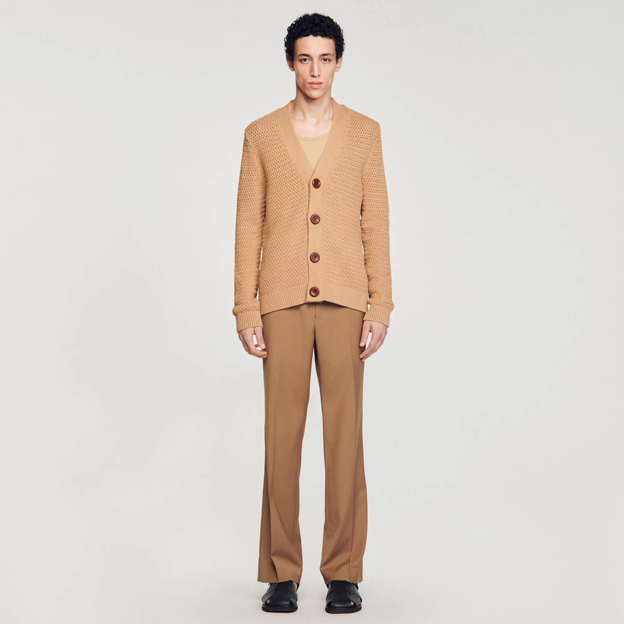 Homem Sandro Paris Cardigan De Malha Perfurada