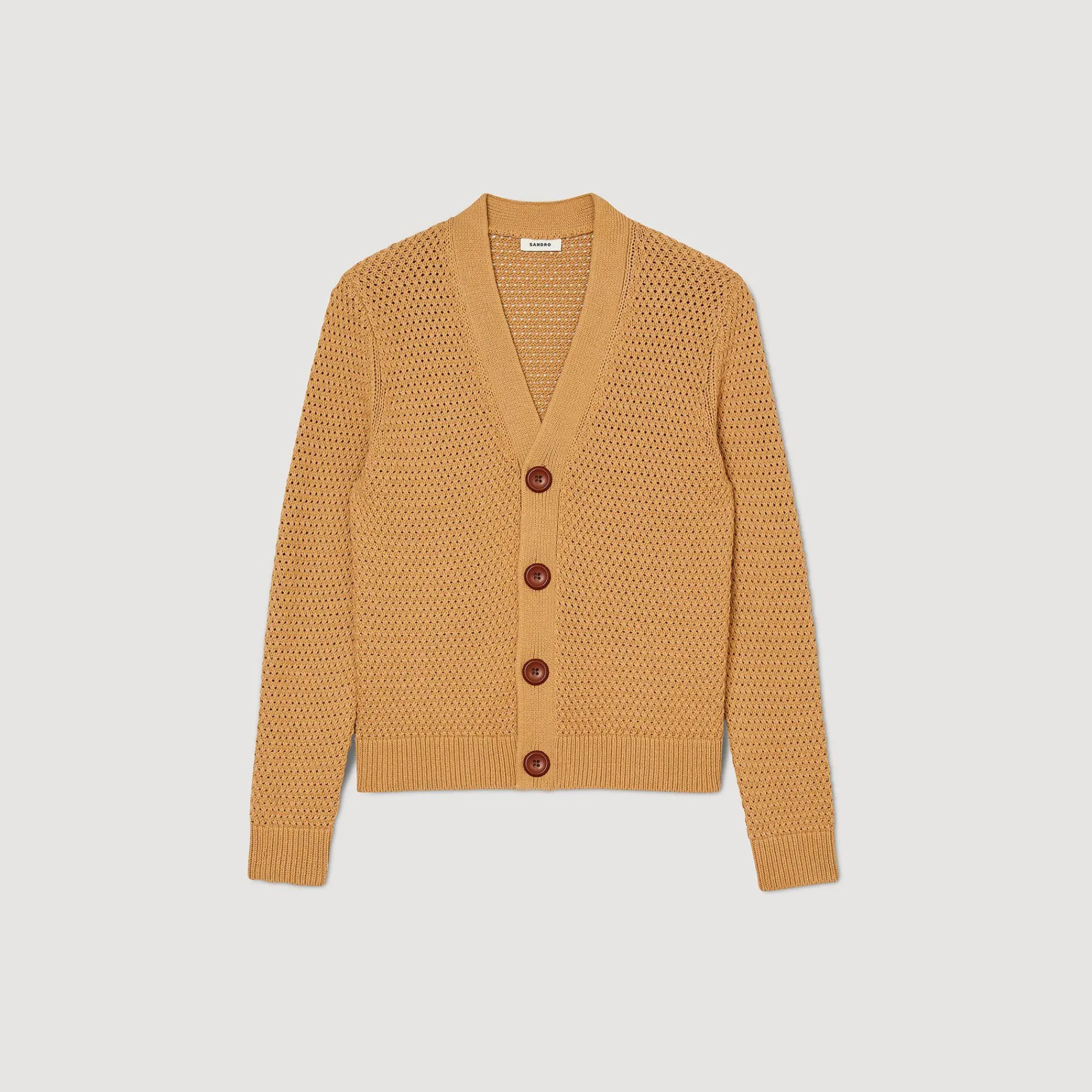 Homem Sandro Paris Cardigan De Malha Perfurada