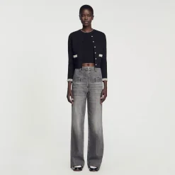 Mulheres Sandro Paris Cardigan Embelezado Com Pedra