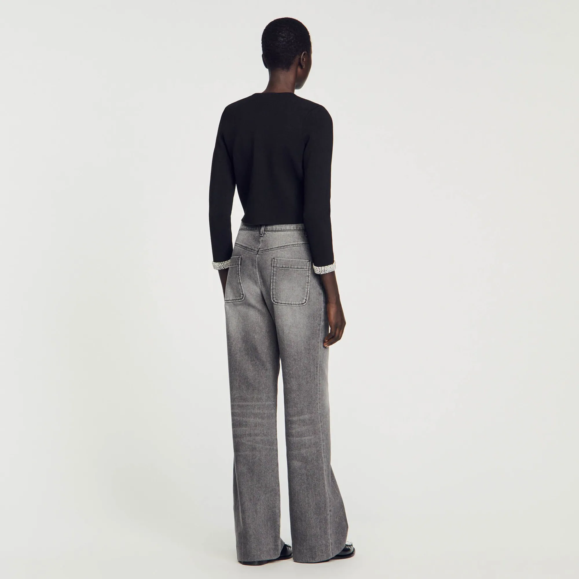 Mulheres Sandro Paris Cardigan Embelezado Com Pedra