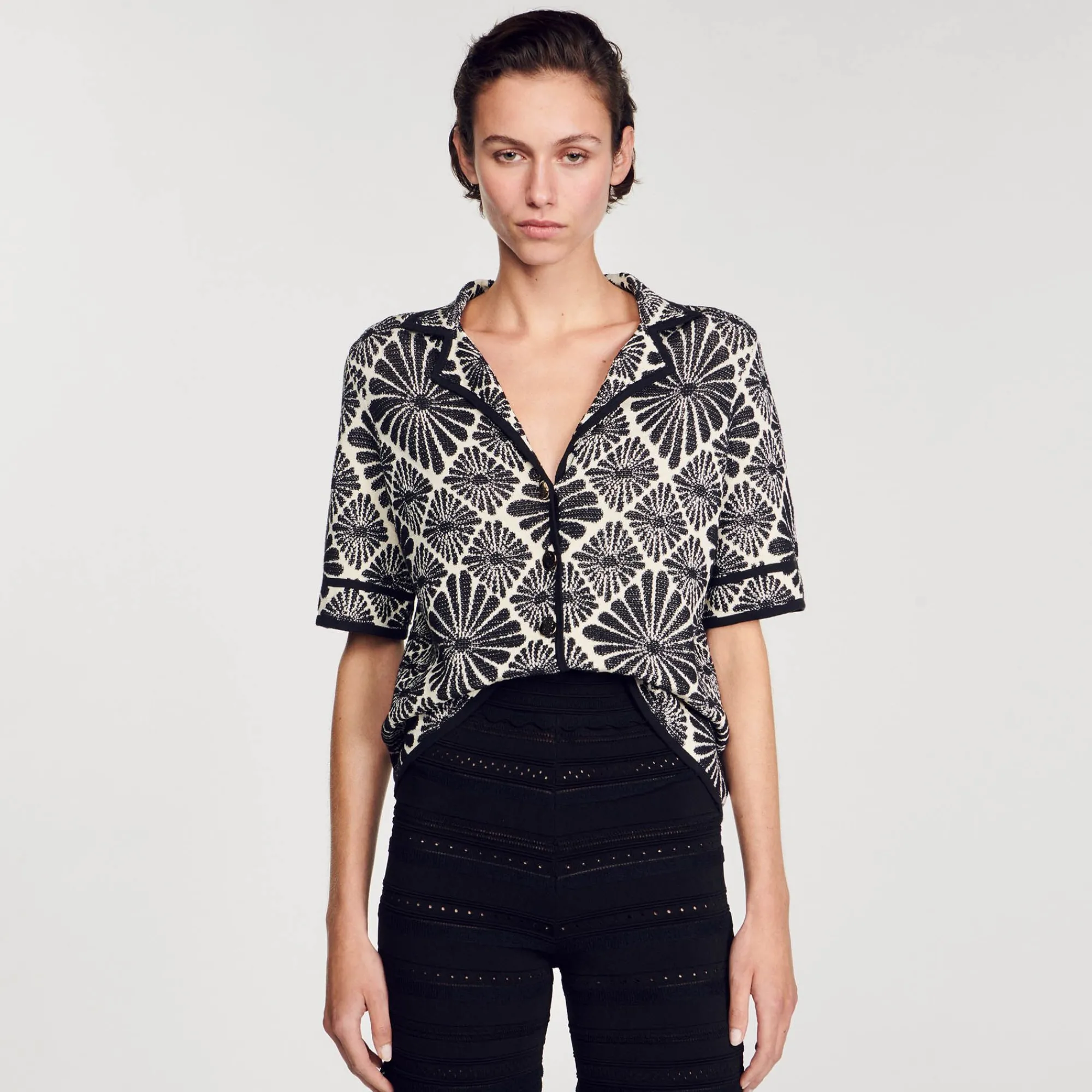 Mulheres Sandro Paris Cardigan Jacquard Floral