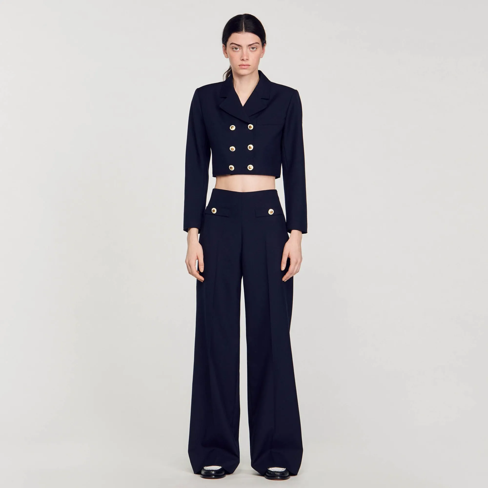 Mulheres Sandro Paris Casaco Curto Trespassado