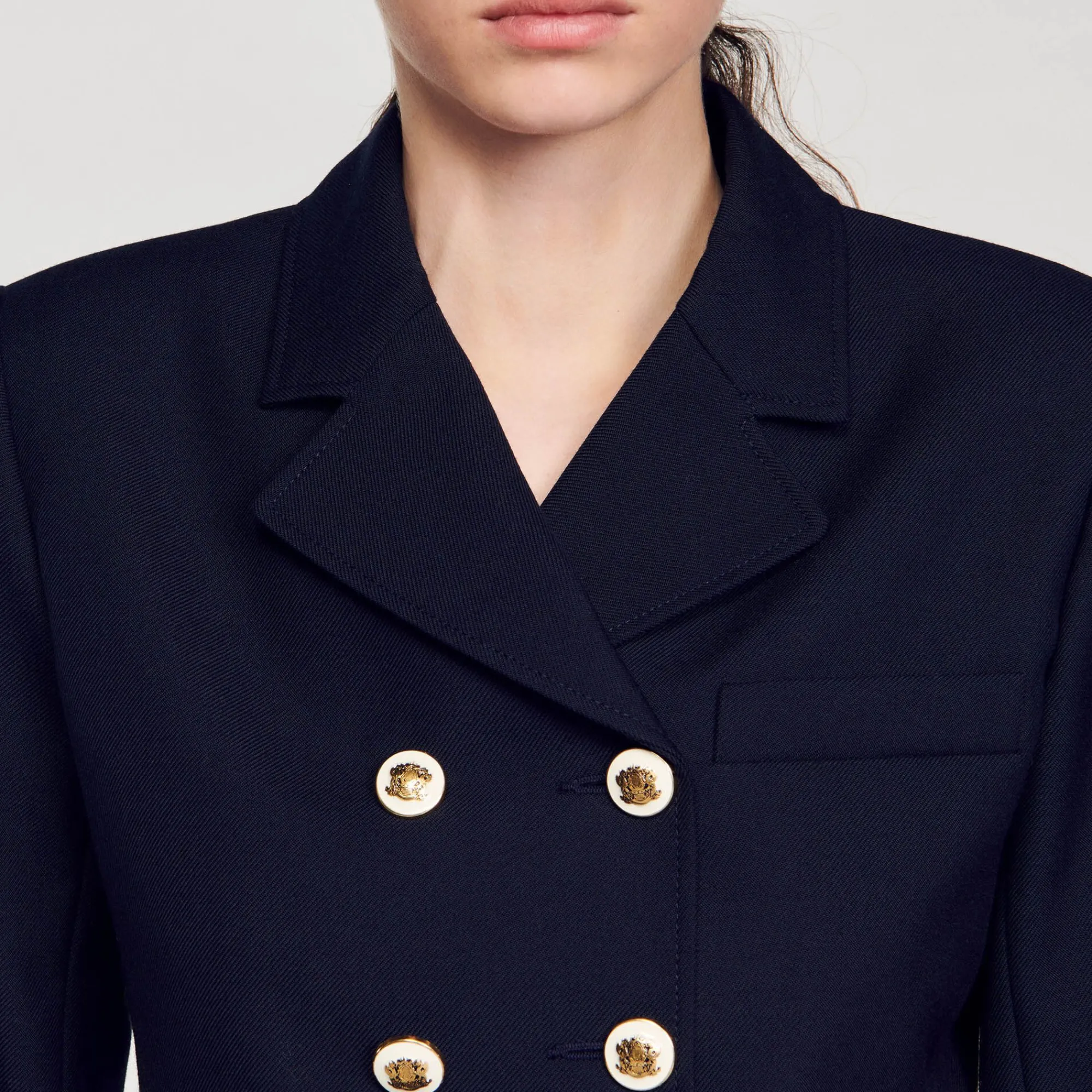 Mulheres Sandro Paris Casaco Curto Trespassado