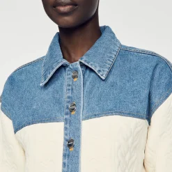 Mulheres Sandro Paris Casaco De Dois Materiais