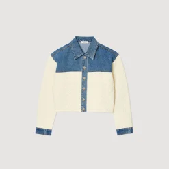 Mulheres Sandro Paris Casaco De Dois Materiais