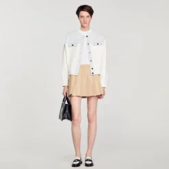 Mulheres Sandro Paris Casaco De Dois Materiais