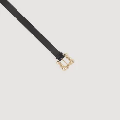 Mulheres Sandro Paris Cinto Largo De Couro, Fivela Quadrada