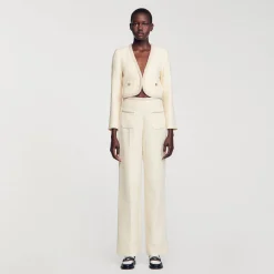 Mulheres Sandro Paris Jaqueta Curta De Sarja