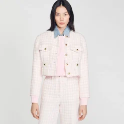 Mulheres Sandro Paris Jaqueta Curta De Sarja Fantasia