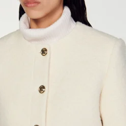 Mulheres Sandro Paris Jaqueta Curta De Tecido Atoalhado