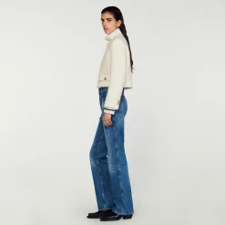 Mulheres Sandro Paris Jaqueta Curta De Tecido Atoalhado