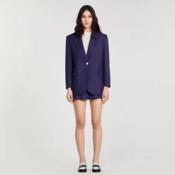 Mulheres Sandro Paris Jaqueta De Alfaiataria Listrada