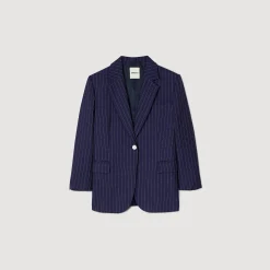 Mulheres Sandro Paris Jaqueta De Alfaiataria Listrada