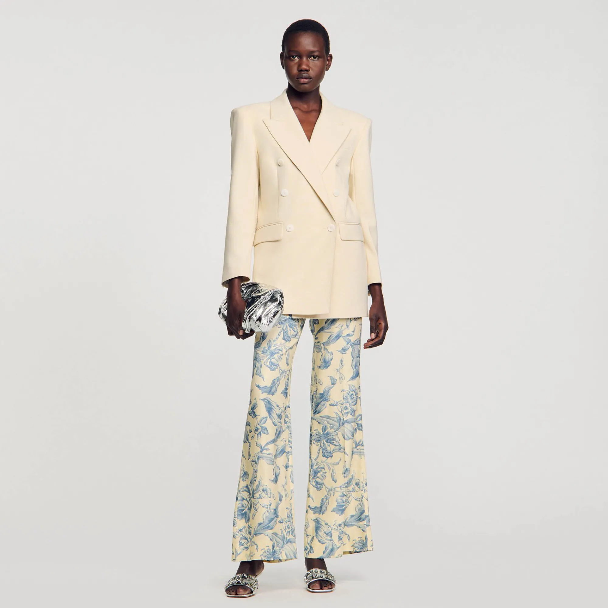 Mulheres Sandro Paris Jaqueta De Alfaiataria Trespassada