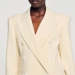 Mulheres Sandro Paris Jaqueta De Alfaiataria Trespassada