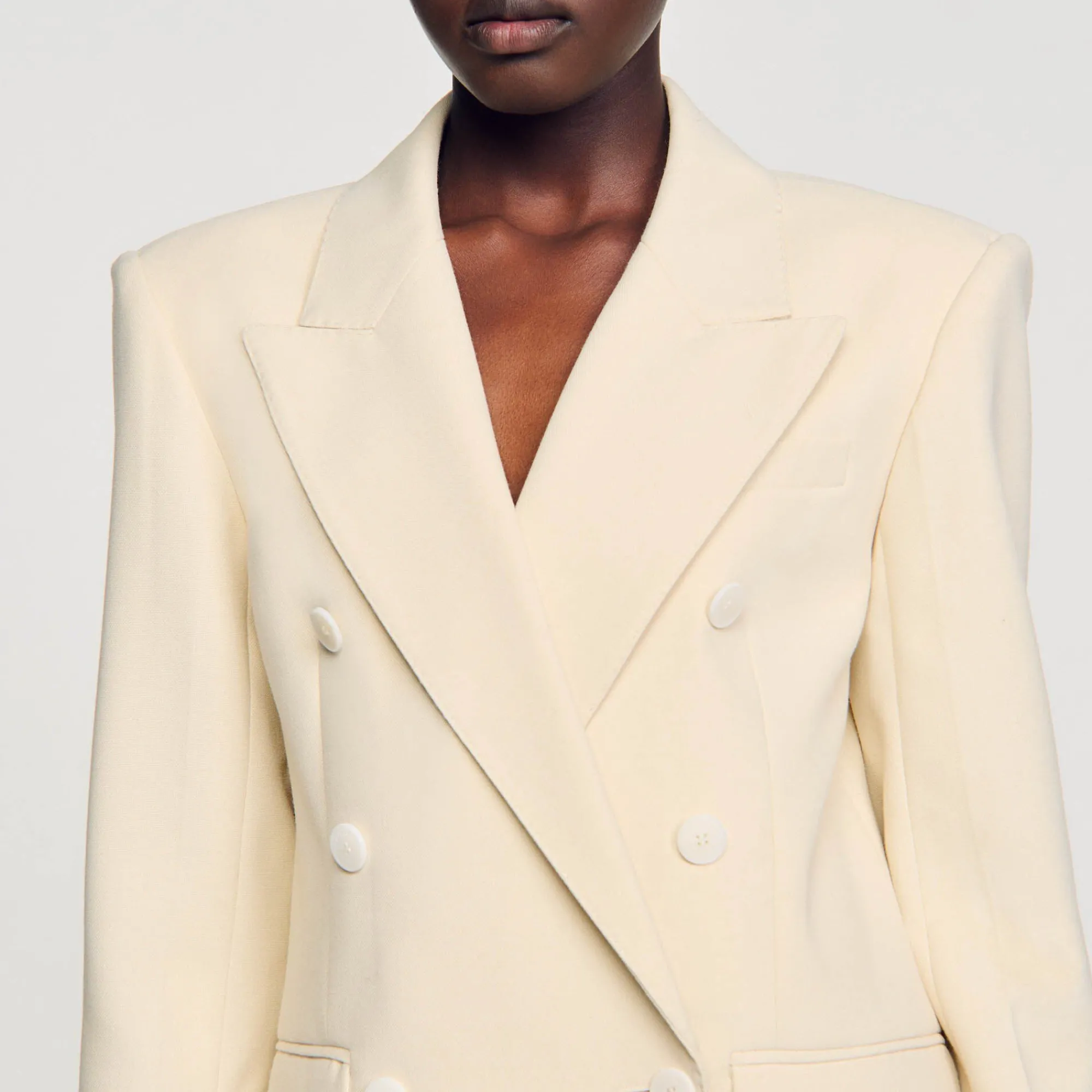 Mulheres Sandro Paris Jaqueta De Alfaiataria Trespassada