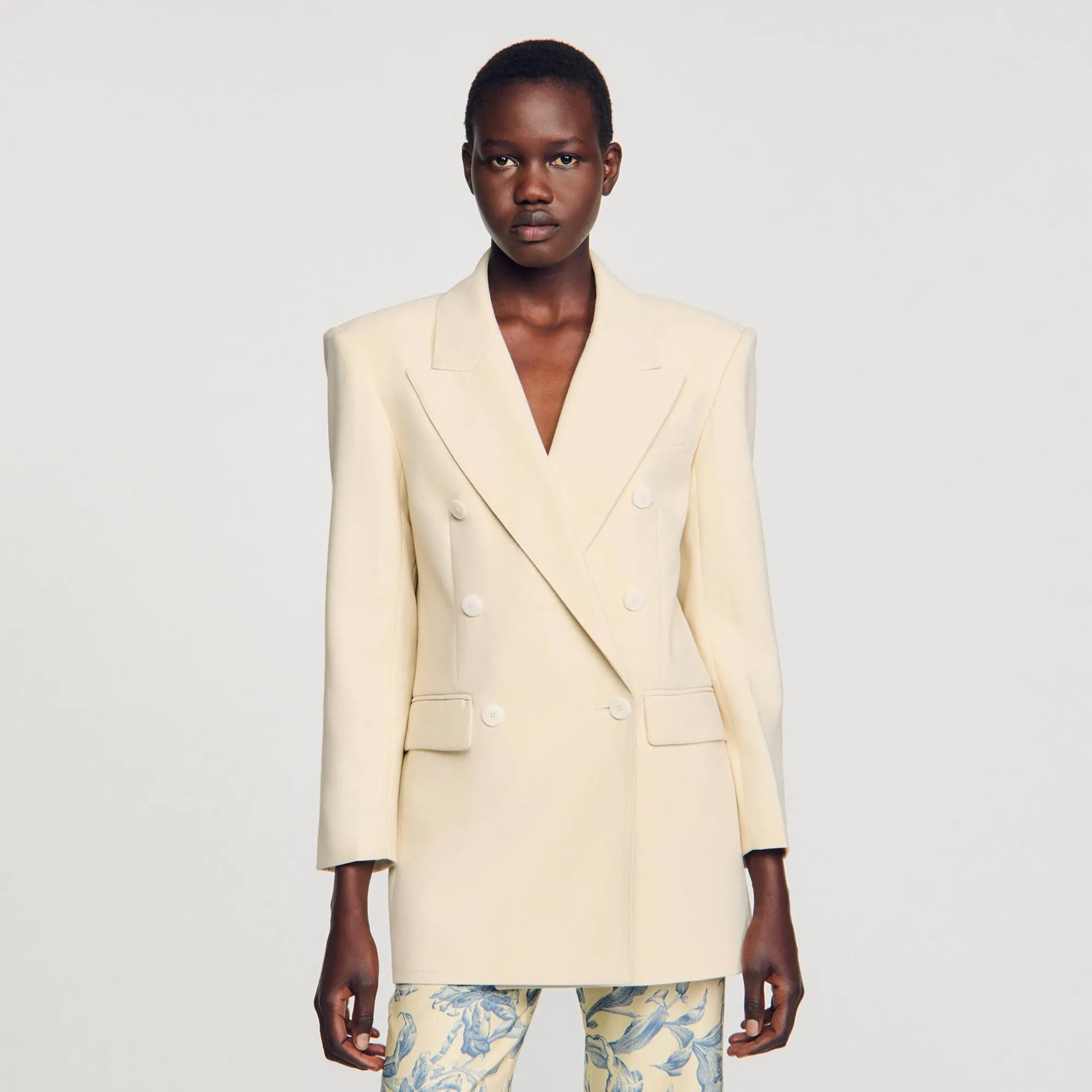 Mulheres Sandro Paris Jaqueta De Alfaiataria Trespassada