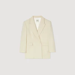 Mulheres Sandro Paris Jaqueta De Alfaiataria Trespassada