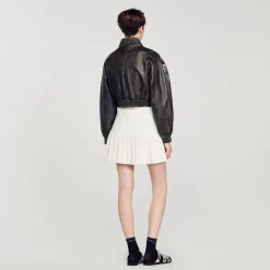 Mulheres Sandro Paris Jaqueta De Couro Com Cristais