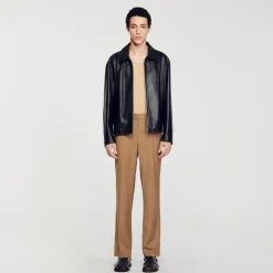 Homem Sandro Paris Jaqueta De Couro De Cordeiro