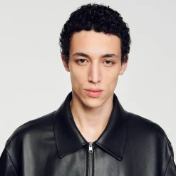 Homem Sandro Paris Jaqueta De Couro De Cordeiro