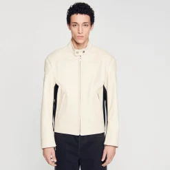 Homem Sandro Paris Jaqueta De Couro Para Motociclista