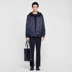 Homem Sandro Paris Jaqueta De Nylon Com Cruz Quadrada